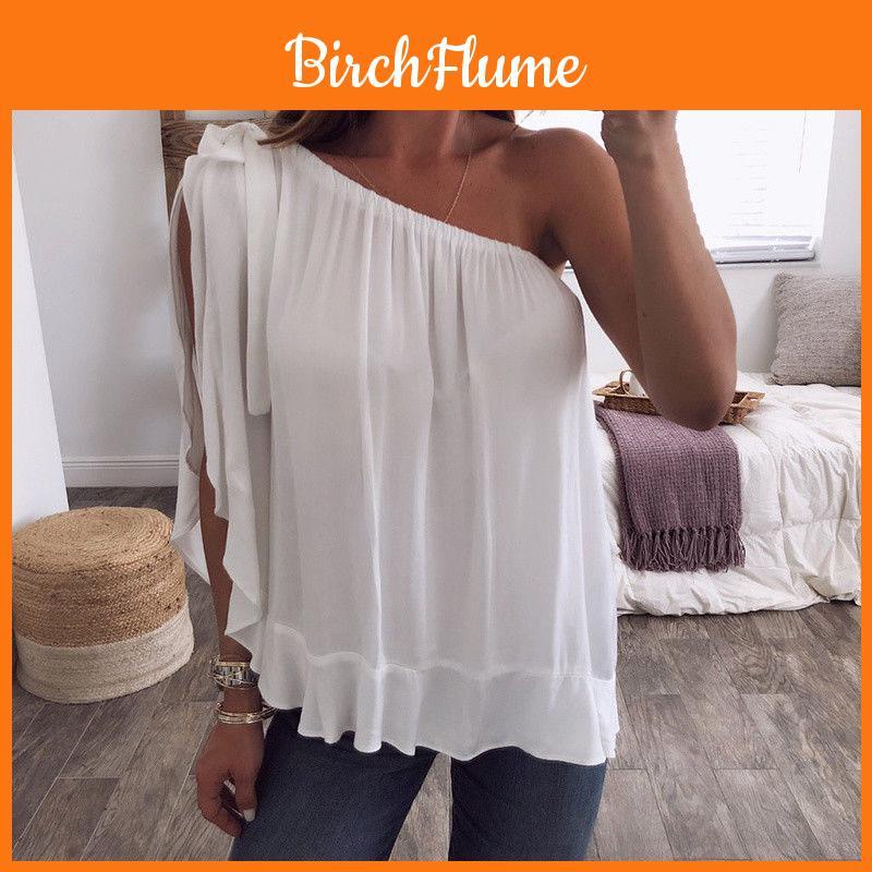 Elegante Camicetta Casual da Donna Monospalla in Comodo Design Taglie Forti
