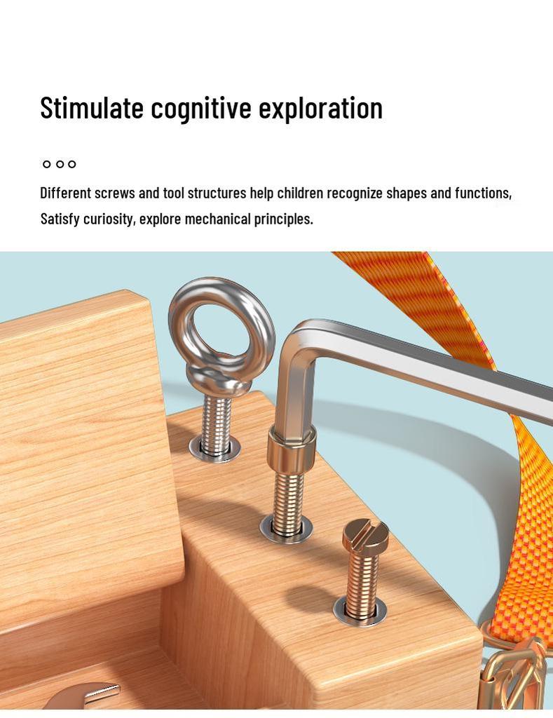 Children's Wooden Montessori Screw & Nut Toolbox Educational Toy