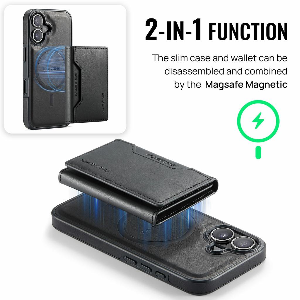 MAGKING K2 Series For iPhone 17 Case Compatible with MagSafe PC+TPU+PU Phone Cover