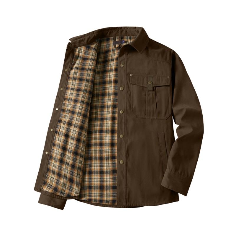 Men's Spring and Fall Lined Jackets Casual Snap Button Overshirt Owboy Style Top