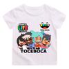 T-shirt Streetwear con Stampa Cartoon Toca Boca World 100% Cotone Cartoon Manga Manica Corta Ragazzi Ragazze Girocollo Magliette per Bambini Estate