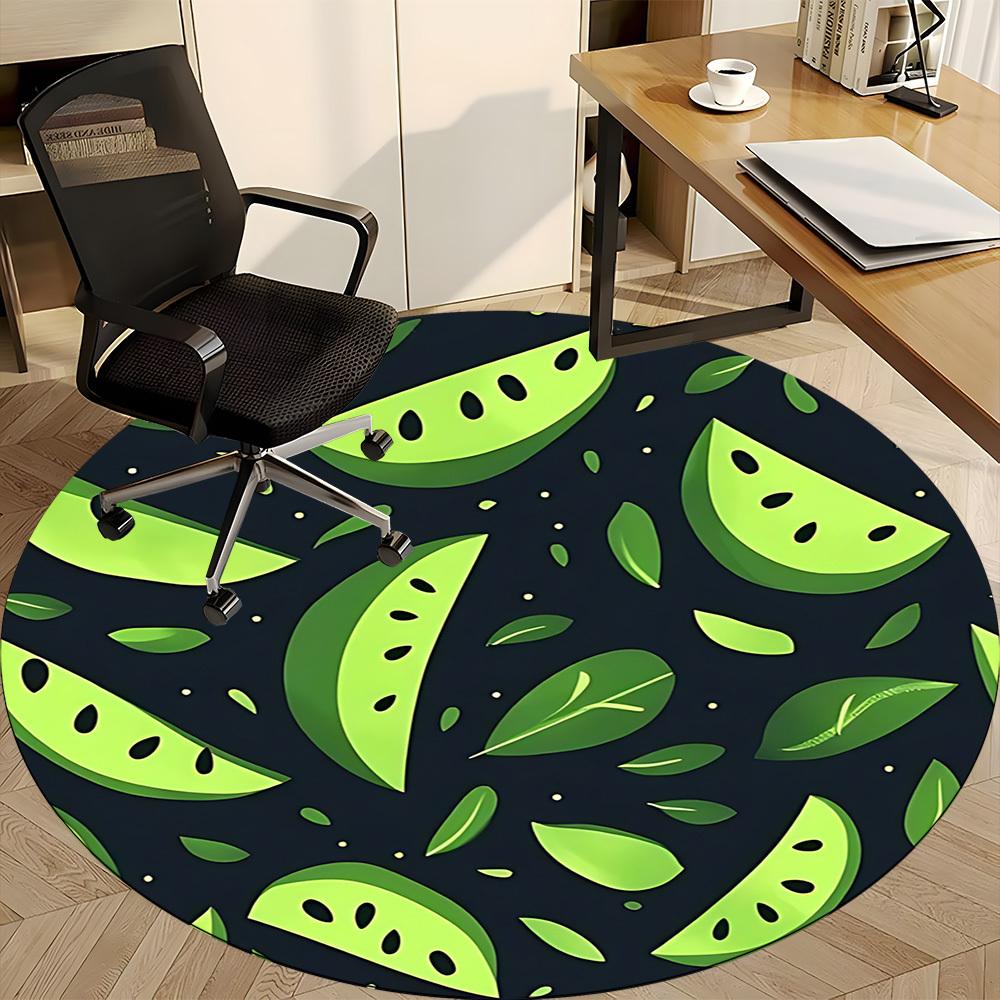 1pc Watermelon Pattern Office Round Rug, Carpet for Office, Gaming, Lightweight Round Floor Mat Yy260205068