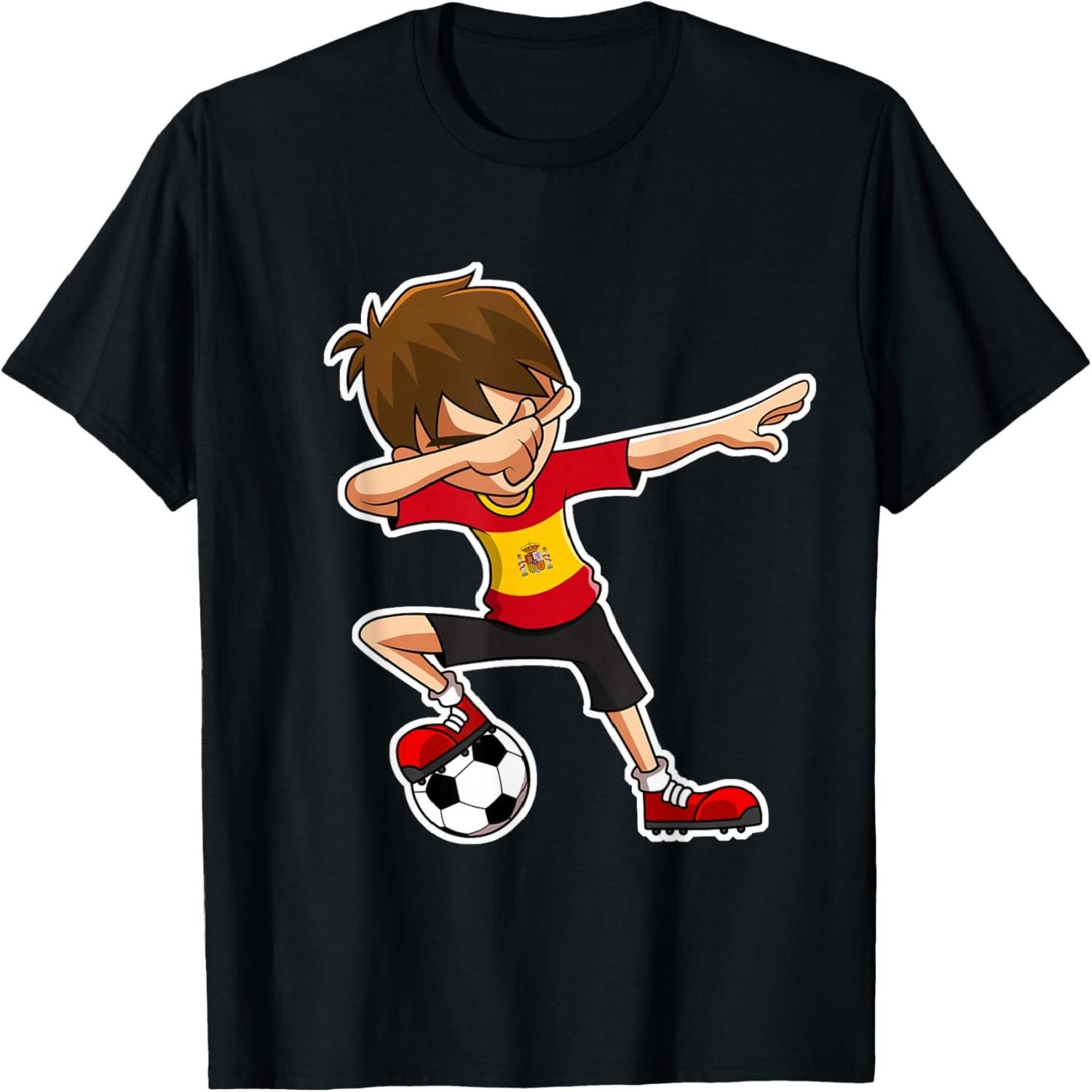 Dabbing Soccer Boy Spain Jersey, Spanish Kids Dab Gifts T-Shirt S