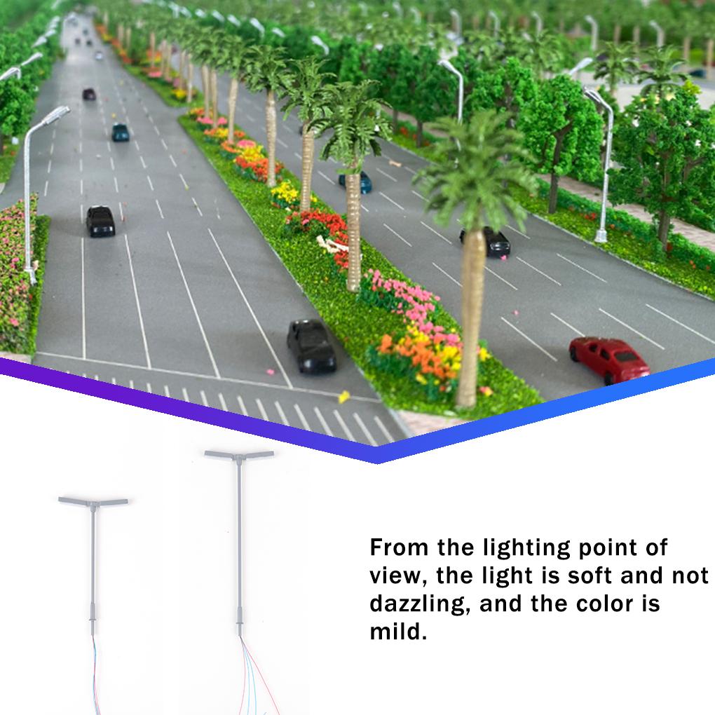 1:150/1:87 Doppelkopf LED Lampe Miniatur Stahlrohr Modellbau Straßenlaterne Exquisite DIY Nachtlicht Boden Garten