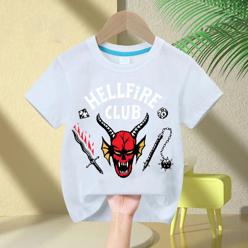 Kids 100% Cotton Luxury T-Shirt Stranger Things Demogorgon Live Graphic Short Sleeve Elegant Casual Summer Tee Tops