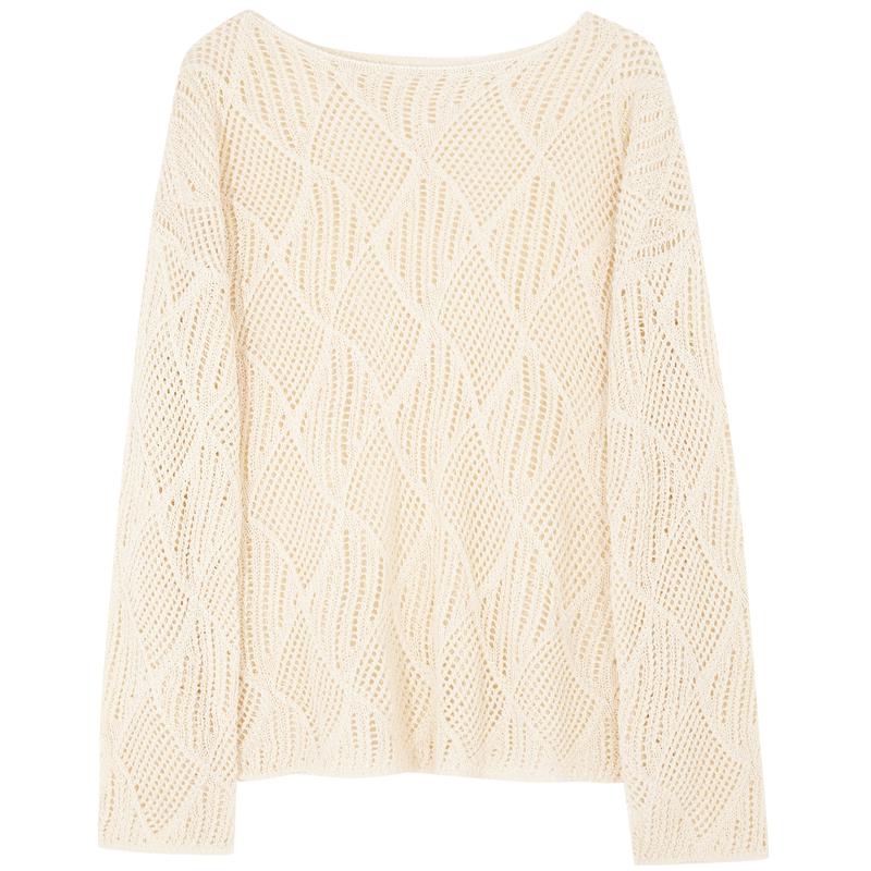Women's Hollow-Out Textured Knit Pullover