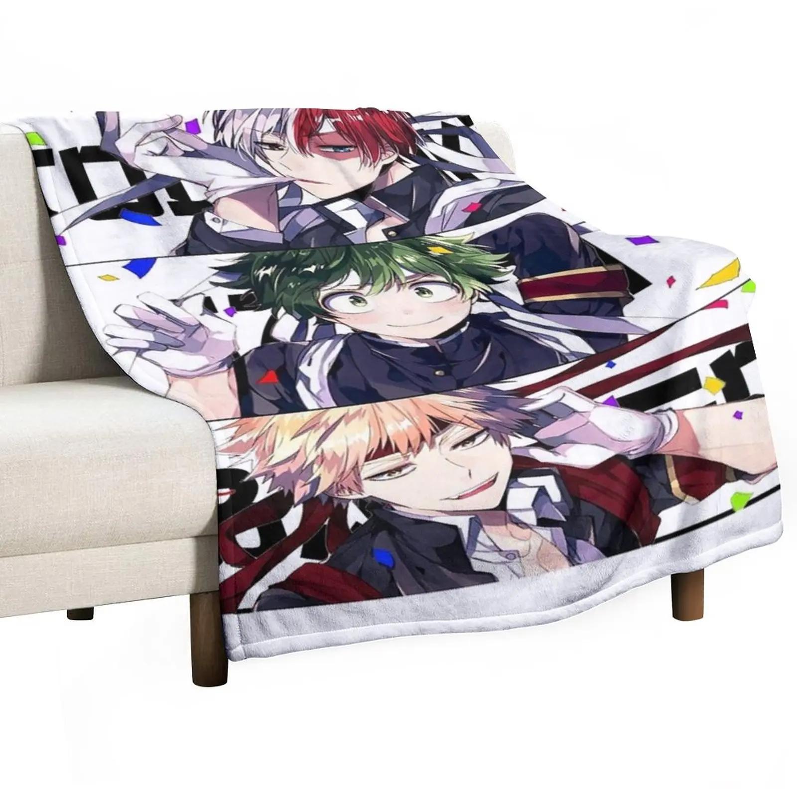 

heros deku todoroki bakugo Throw Blanket Luxury Designer Blanket Soft Plaid Moving Blanket Blanket Fluffy 30x40in