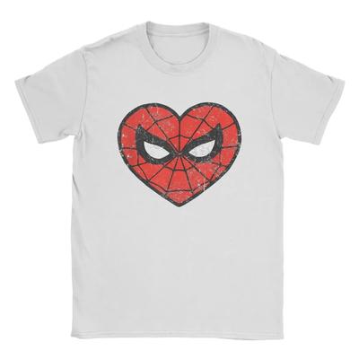 Spider-Man Herz T-Shirts für Männer 100% Baumwolle Fantastische T-Shirts Rundhals T-Shirt Kurzarm Tops Geschenkidee#Farbe