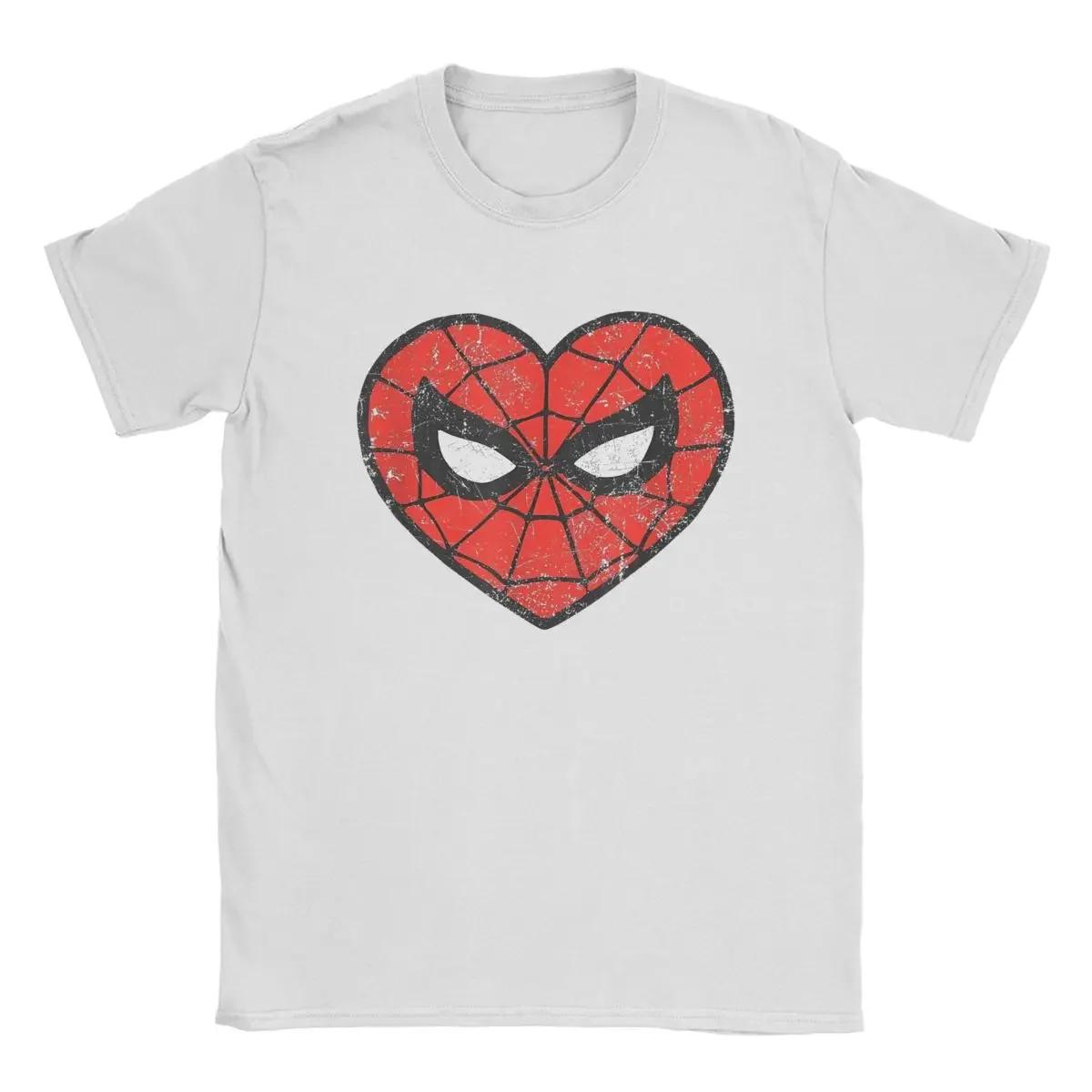 

Футболки с сердцем Человека-паука для мужчин 100% хлопок Потрясающие футболки Футболка с круглым вырезом Топы с коротким рукавом Идея для подарка#Цвет XXXXXL чёрный