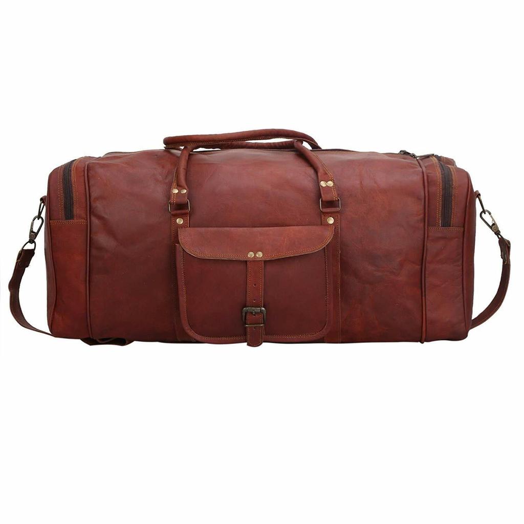 Handmade Grain Leather Duffle Bag Large Travel Bag Men's Weekender Bag Holiday