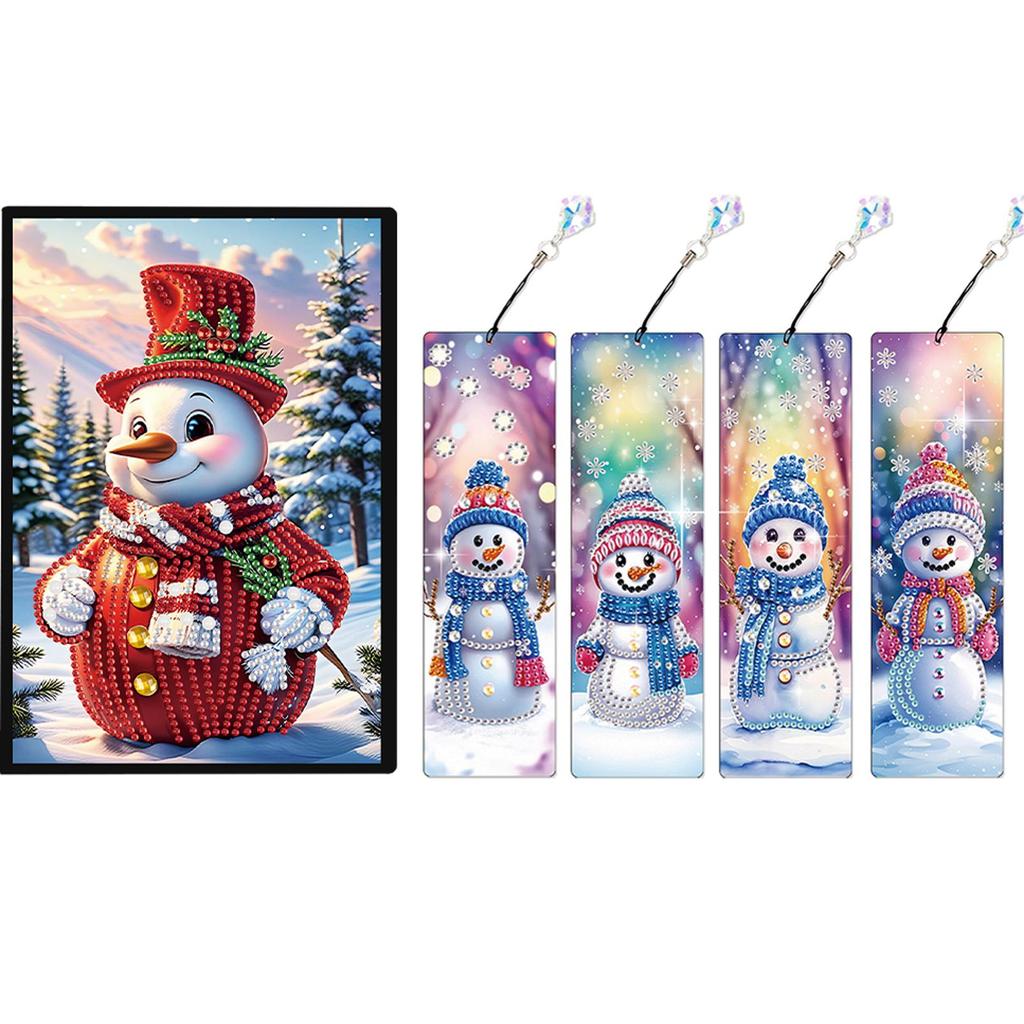 A5 Size Rhinestone Art Painting Notebook Kit with Crystal Pendant Bookmark Diamond Painting Notebook Set Holiday Birthday Gift