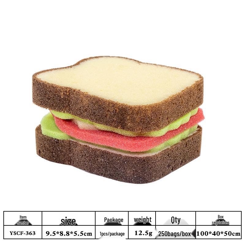 Cute Bread-Shaped Cartoon Dishwashing Sponge for Kitchen Cleaning and Decontamination
