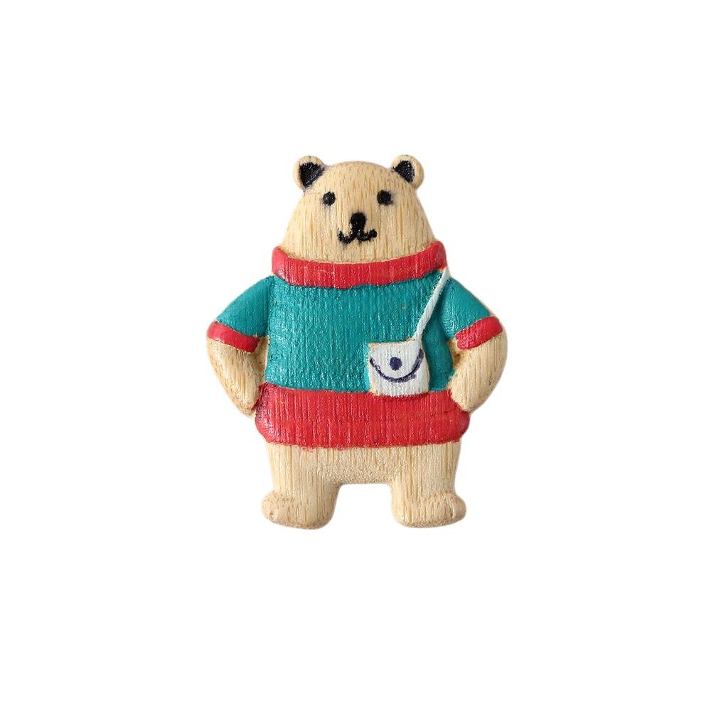 Guitar Bear Animal Pin Scarf Bear Badge Exquisite Sweater Wooden Brooch Party