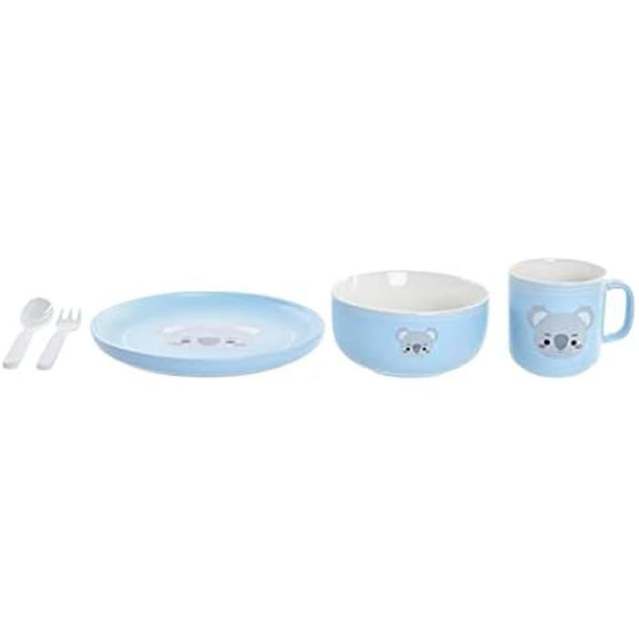 Set de Vaisselle pour Enfant - DKD HOME DECOR - Bleu et Gris - 19,3 x 19,3 x 2 cm - Divers Matériaux