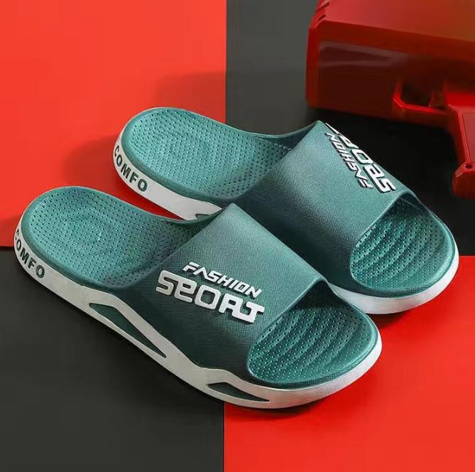 

Мужские тапочки, удобные тапочки с буквенным принтом - мягкие, легкие и нескользящие пляжные сандалии 48-49 зелёный