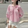 ZANZEA Women Casual Round Neck Loose 3/4 Sleeve Stripe Blouse
