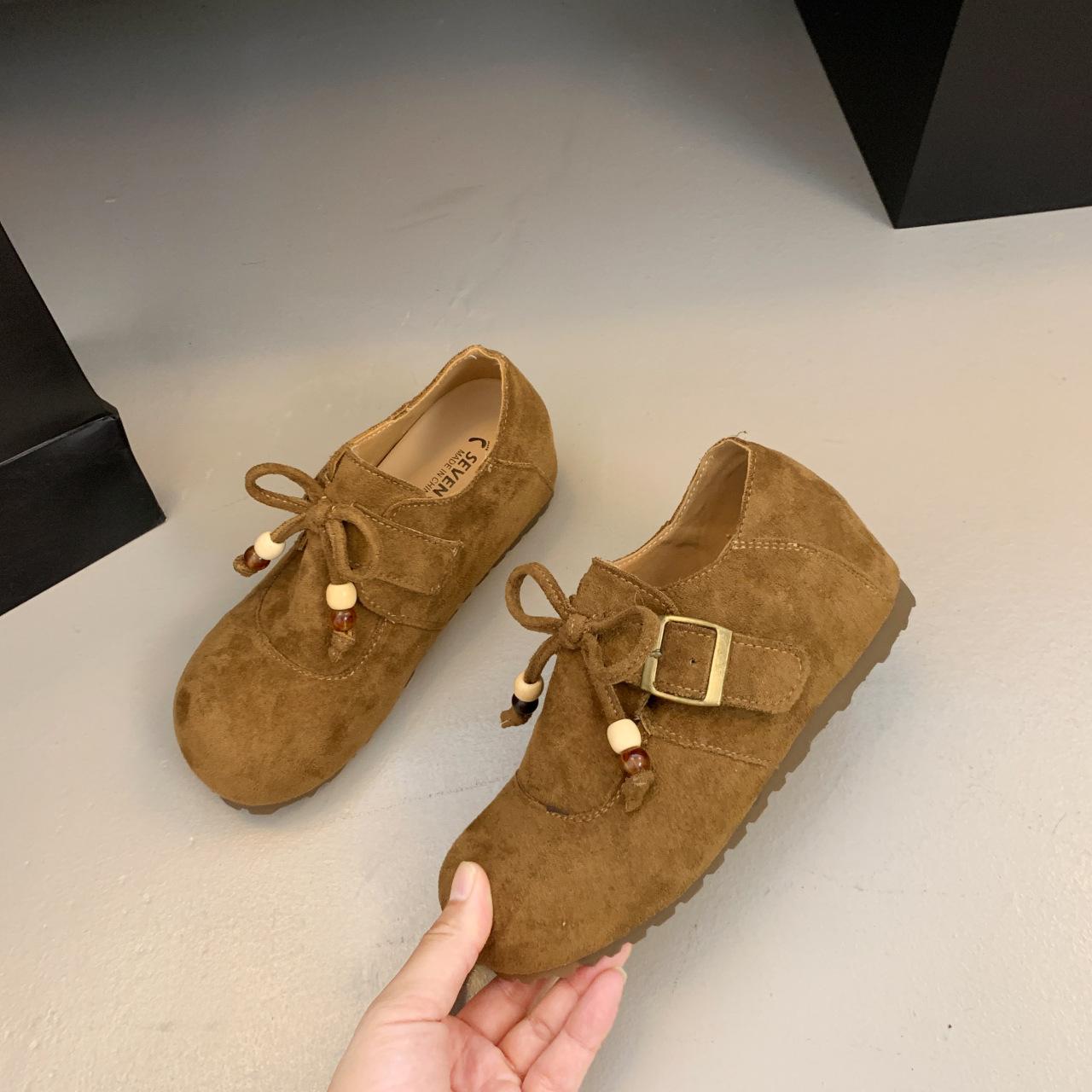 

Туфли Boken женские ретро с кукольной головкой повседневные женские туфли 2025 осень новые лоферы на одной педали из мягкой кожи на мягкой подошве 40 верблюд