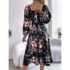 Spring Summer Sexy Tie Knot Floral Long Sleeve Split Dress Women's Dresses Skirt