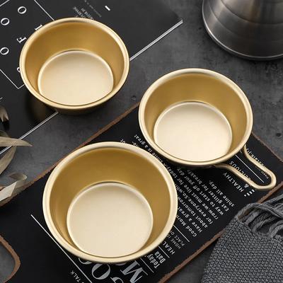 1Pc Gold Color Korean Traditional Aluminum Round Rice Bowl Wine Cup with Handle for Makgeolli Korean Wine Cup