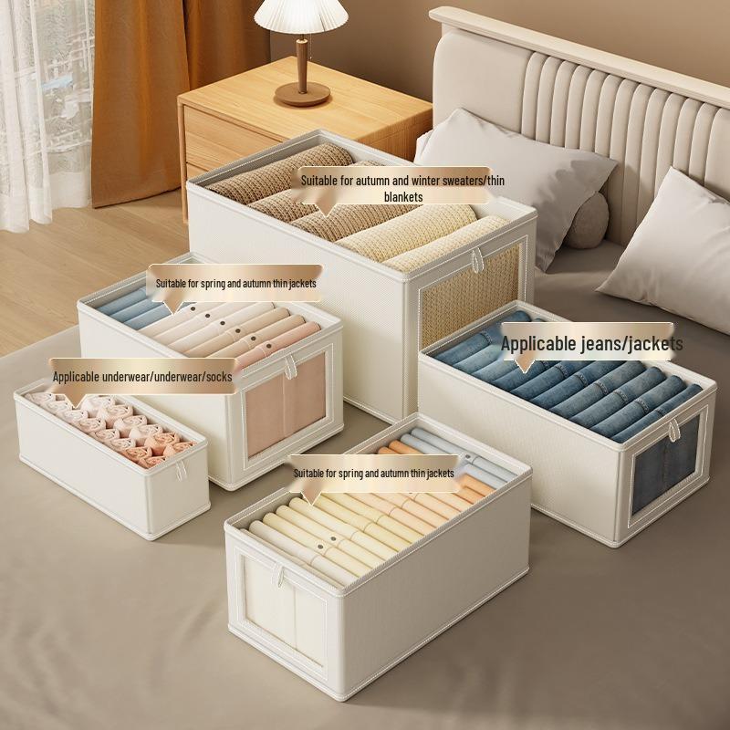 Oxford Cloth Wardrobe Organizer: Dustproof Storage Box with Lid & Clear Window for Bedroom Clothes