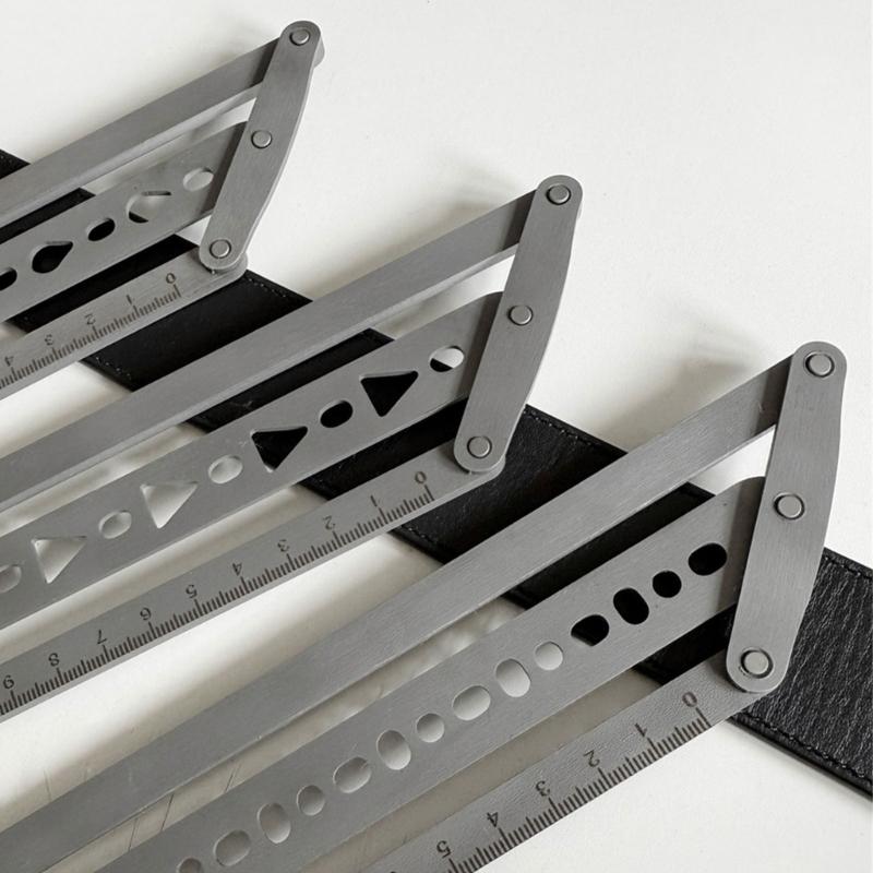 Leather Belt Hole Punching Template Tool Stainless Steel Belt Hole Punching Positioning Guide Ruler with Scale Marking
