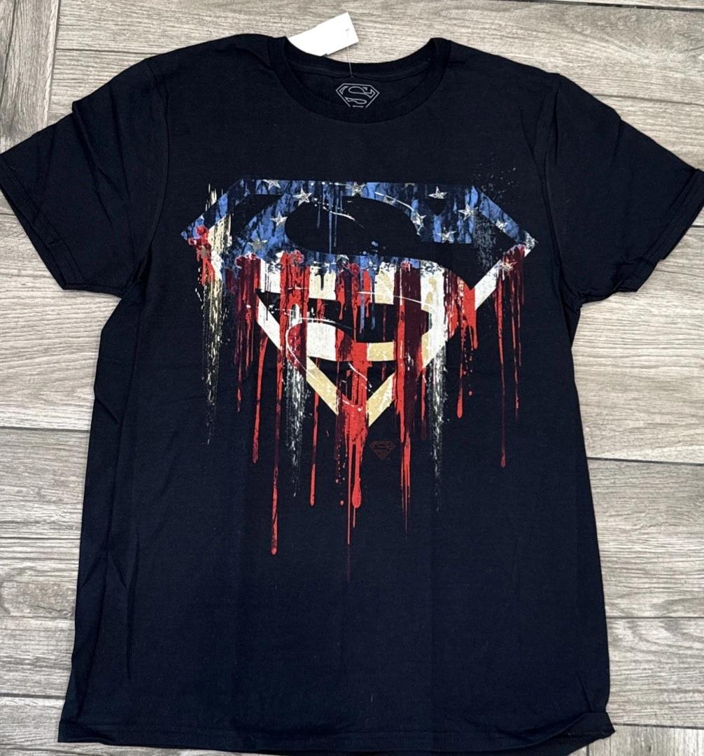 Superman Drip Red White Blue Logo Style T-Shirt Size Small Licensed DC Comics S