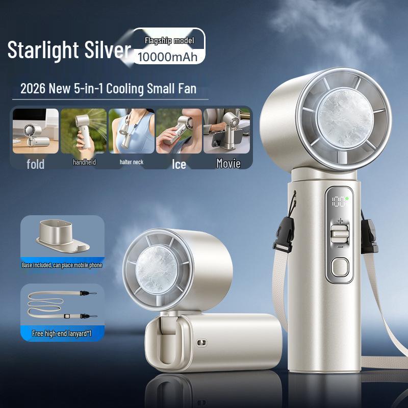 Portable Rechargeable Silent Mini Fan with Long Battery & Neck Hanging Design 175*63*58mm