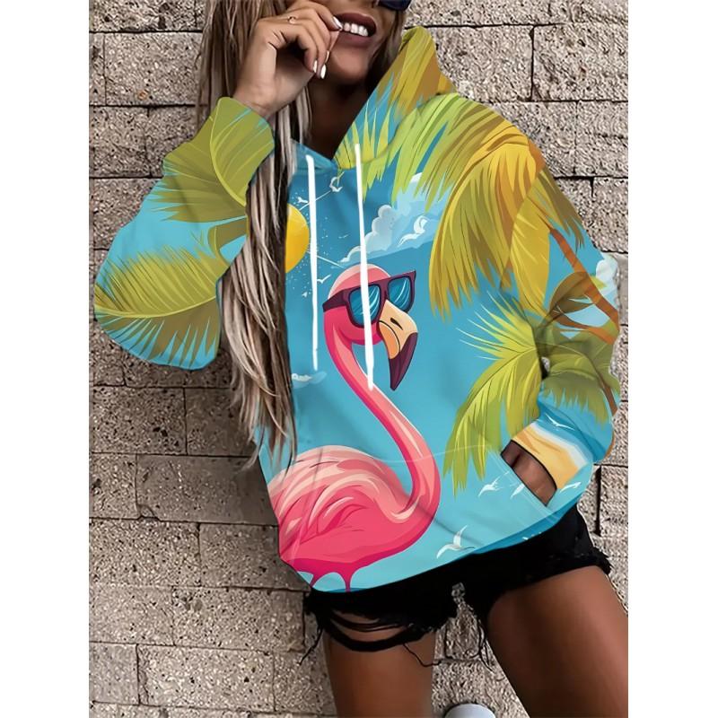Womens Oversized Hooded Sweatshirt With Botanical Cartoon Print Loose Fit Comfortable Casual Top 2025