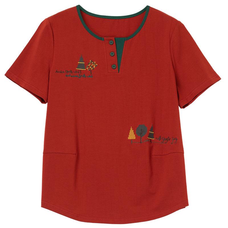 Dámská letní bavlněná halenka 2025: Omlazující, volný střih, dámské tričko s krátkým rukávem