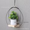 Creative Wooden & Iron Hanging Hydroponic Flower Pot for Balcony & Garden Decoration