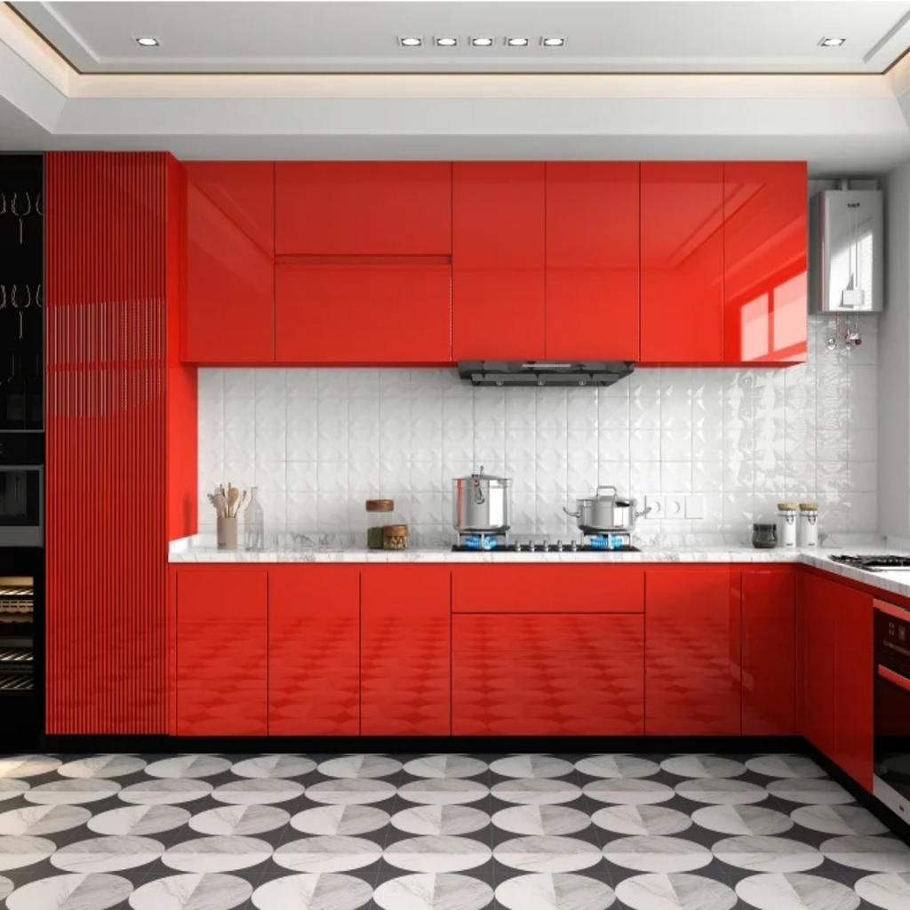 DIY PVC Perlmuttfolie Wasserdichte Tapete Zimmer Selbstklebend Rot Glänzend Klebefolie Schrank Küche Hochglanz Möbel Wandaufkleber