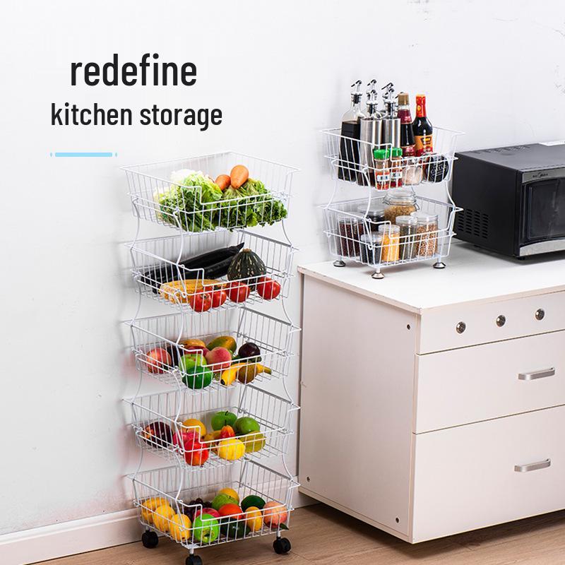 Compact Kitchen Trolley: Multi-Layer Detachable Storage Rack for Fruits, Vegetables, Snacks - Ideal for Living Room or Bedroom.