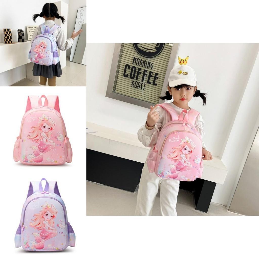 Cute Cartoon Mermaid Backpack For Preschool Girls Stylish Oxford Fabric Design