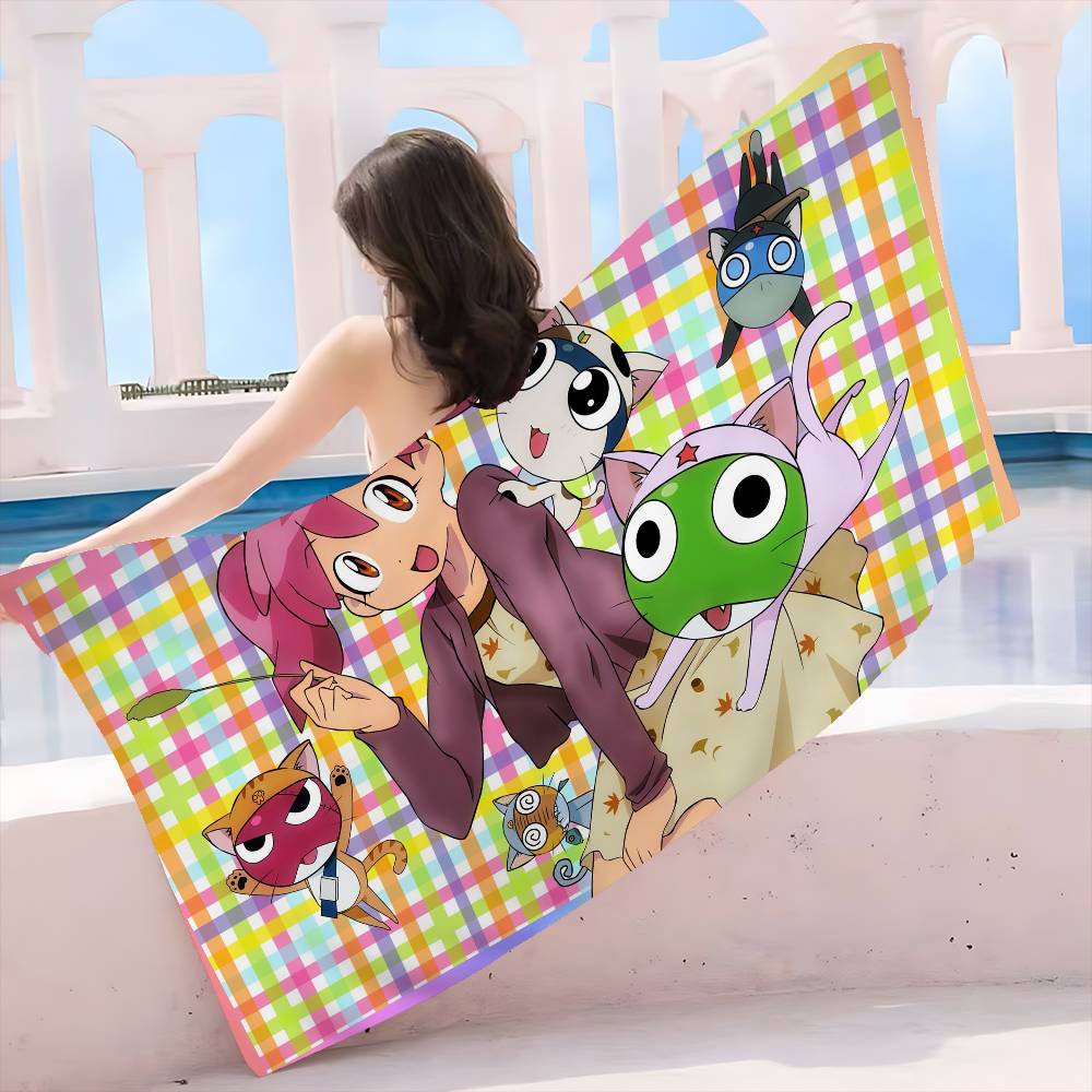 Keroro Frog Cool Gunsou Sergeant Beach Towel Colorful Bath Towels Microfiber Quick Dry Sand Free Beach Yoga Spa Gym Pool