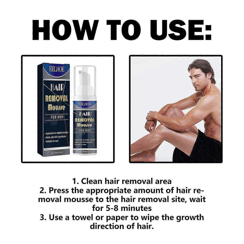 Mousse Hair Removal For Men, Body Hair Chest Thighs Underarms Gentle Non-Irritating Clean Hair Removal Mousse