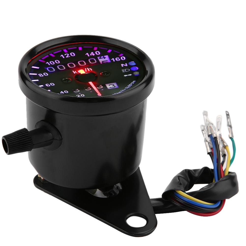 DC 12V Universal Motorcycle LED Backlight Dual Odometer Speedometer Gauges Meter