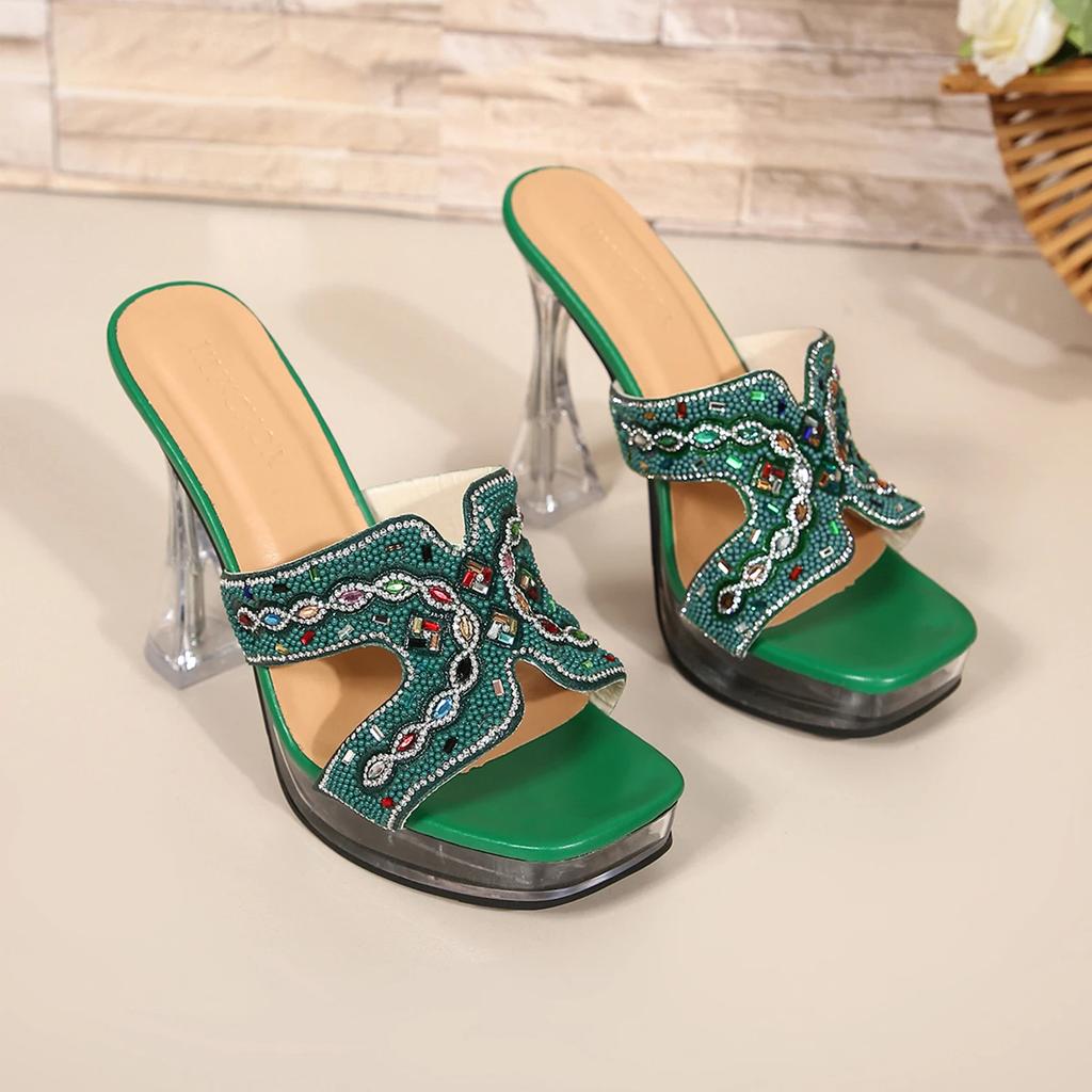 Fashion Summer New 2024 Women Comfortable High Heels Sandals Women Hollow Casual Fashion Beach Shoes Slip On Casual Outdoor Sandals