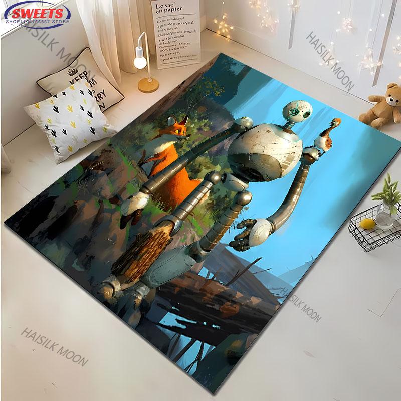 15 Sizes T The Wild R R0b0t Anime Carpet New Release Rug for Living Room Bedroom Children's Room, Durable Machine Washable Mat