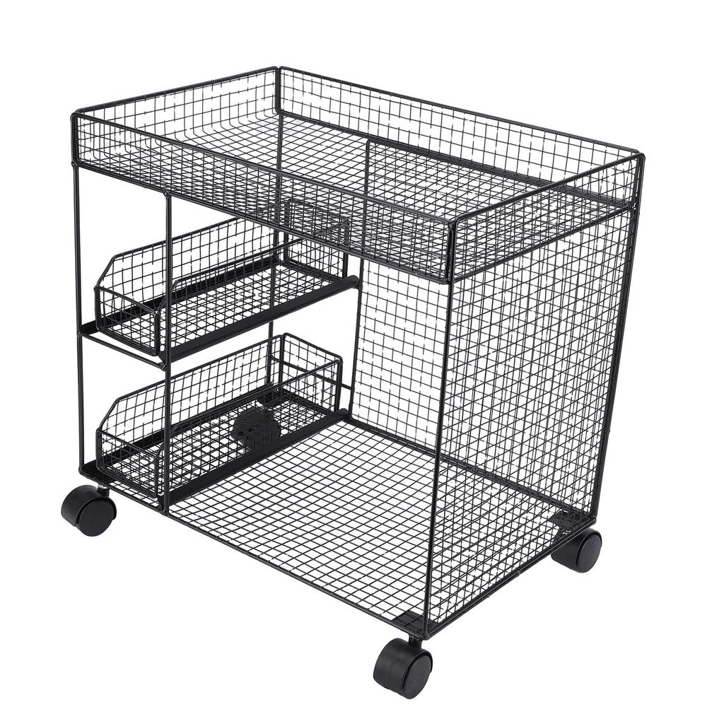 Mobile Storage Rack Breathable Space Saving Kitchen   with 360 Degrees  Rotating Lockable Wheels Pull Out Baskets for Bowls Dishes