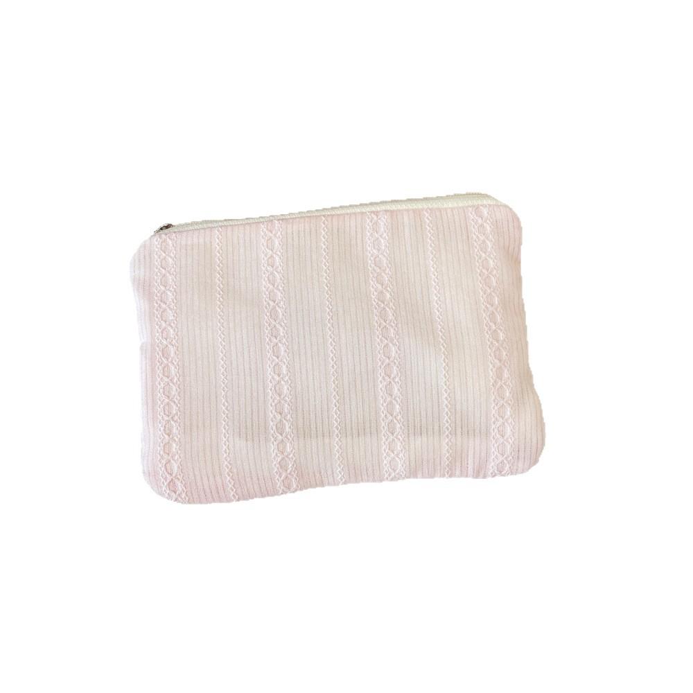 2025 Summer New Vertical Lace Stripe Makeup Bag Large Capacity Cosmetic Pouch Travel Coin Purse