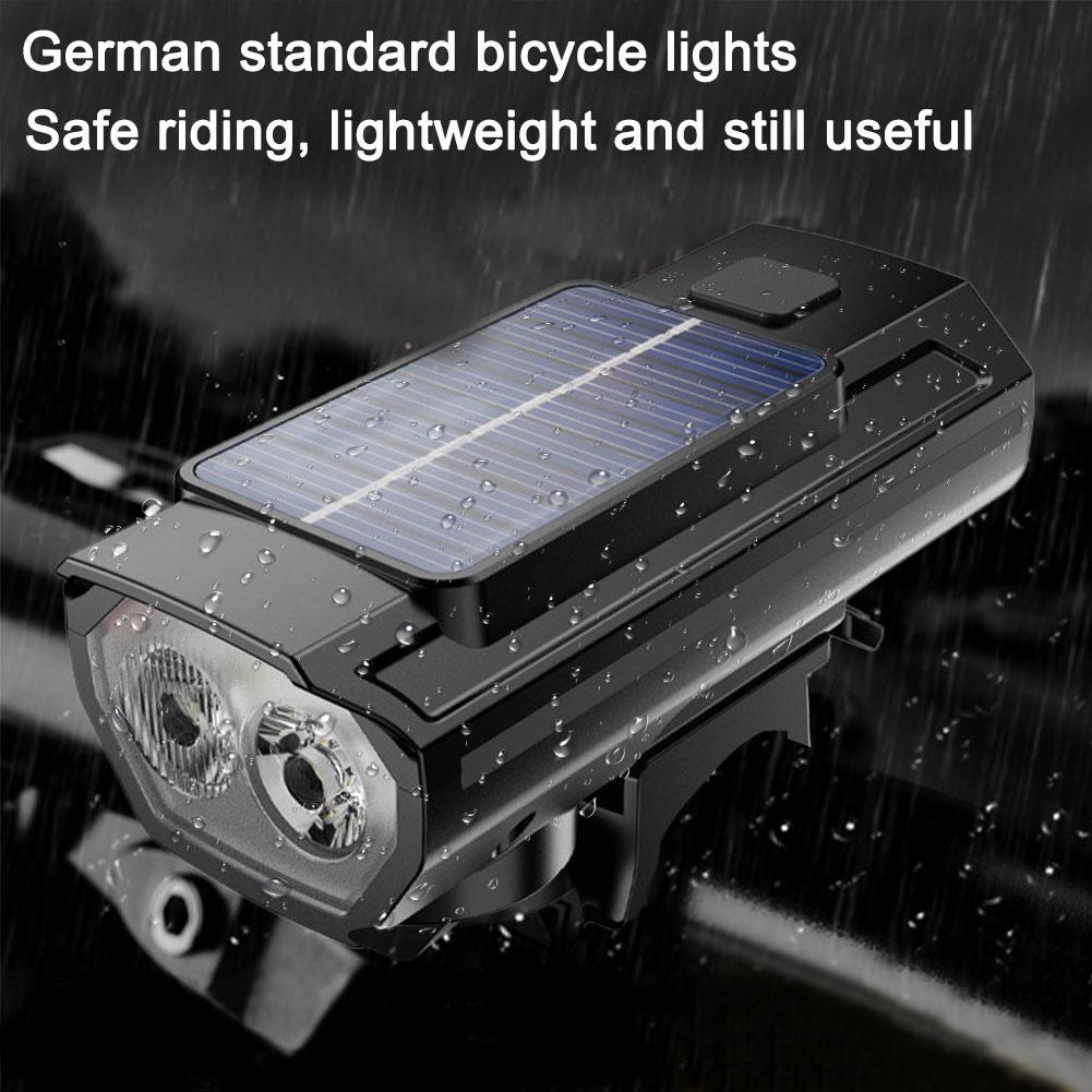 Solar Bicycle Light 1200mAh USB Rechargeable Power Display MTB Mountain Road Bike Front Lamp with Horn Flashlight Bicycle Light