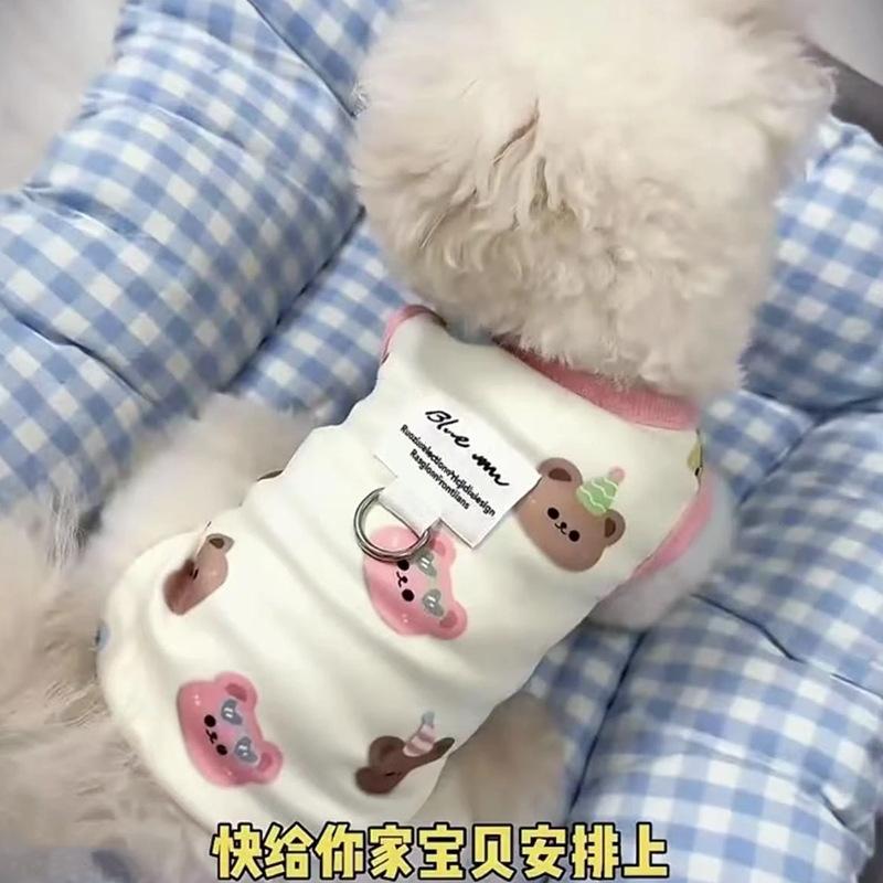 Summer thin traction pet vest dog clothes cat Teddy Bichon Pomeranian small dog Yorkshire