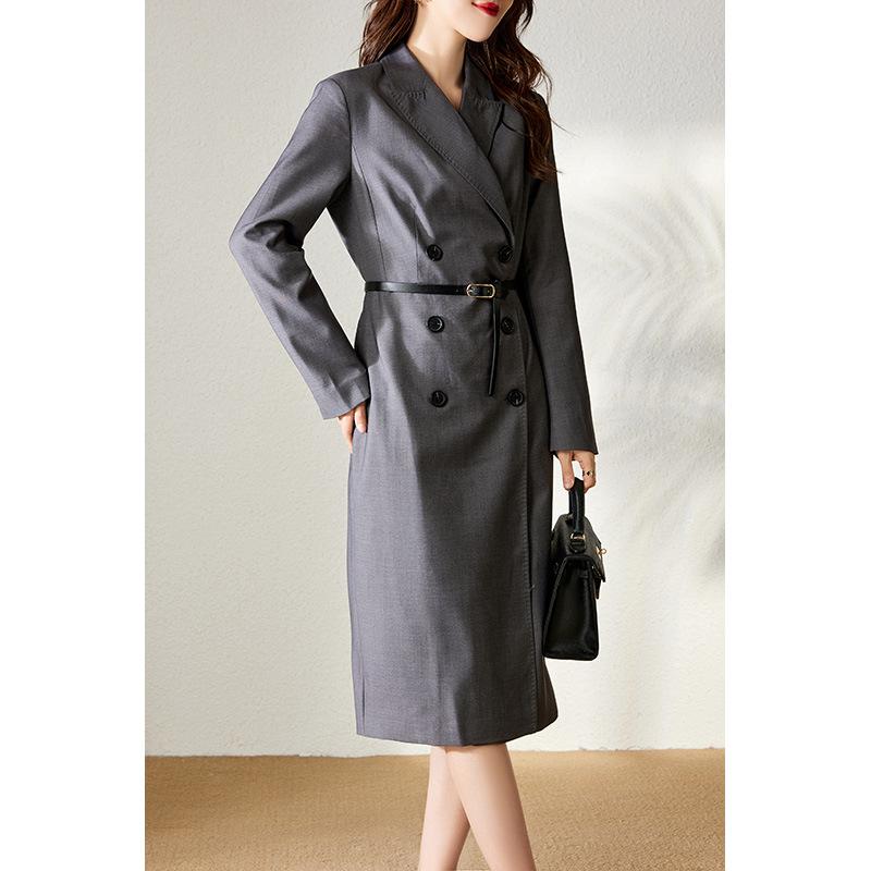 

Шерстяной осенне-зимний тренч длинный женская одежда новая осенне-зимняя тонкая куртка пальто женская одежда XL серый