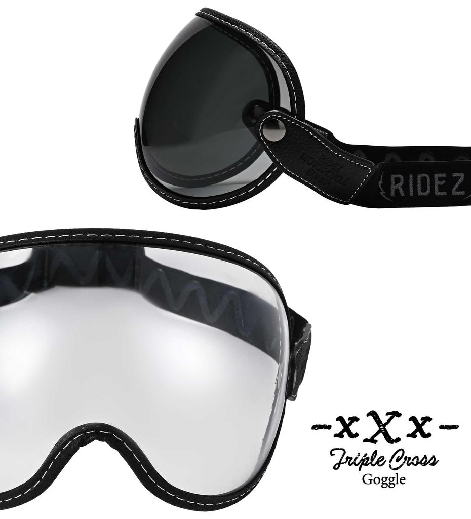 Motorcycle Helmet Goggles Visor Motocross Glasses Glasses Compatible VMX Retro TRIPLE CROSS [RISE] Off-Road GOGGLE-Smoke