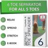 Toe Separators 6 Pack, Improved Silicone, 0% BPA, One Size Bunion Corrector, Toe Corrector, Relax, Stretch & More