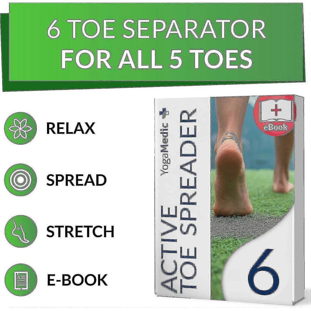 Toe Separators 6 Pack, Improved Silicone, 0% BPA, One Size Bunion Corrector, Toe Corrector, Relax, Stretch & More