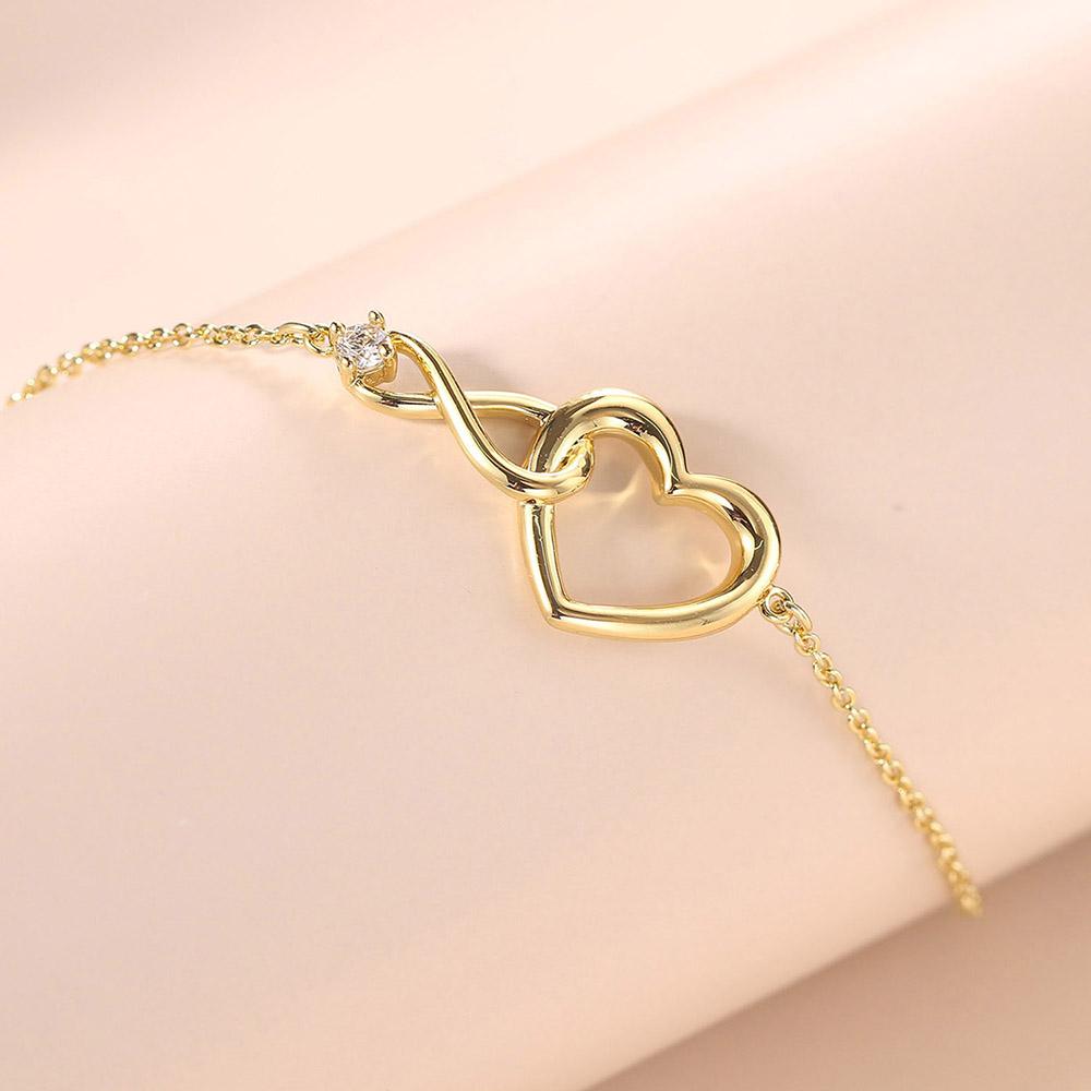 Heart Bracelet for Women Crystal Infinite Love Aesthetic Korean Gold Color Chain Bangles Wedding Accessories Bride Jewelry H058