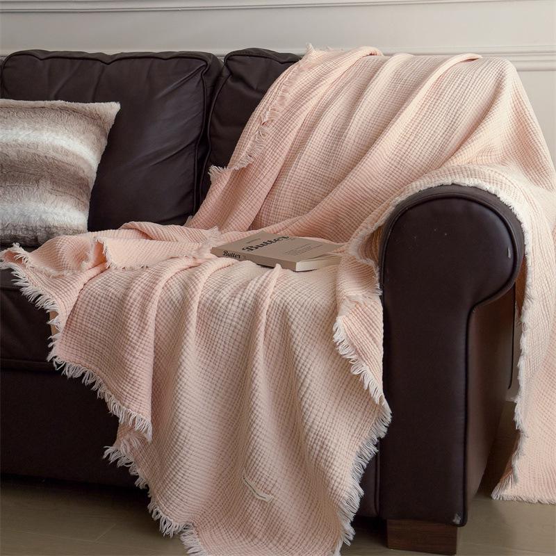 2025 A-Class All-Cotton Summer Quilt: Solid Color Gauze Blanket for Air Conditioning & Travel