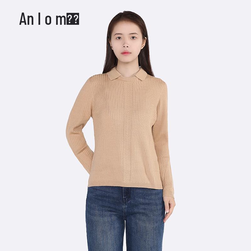Anlom Women's Round Neck Long Sleeve Wool Sweater