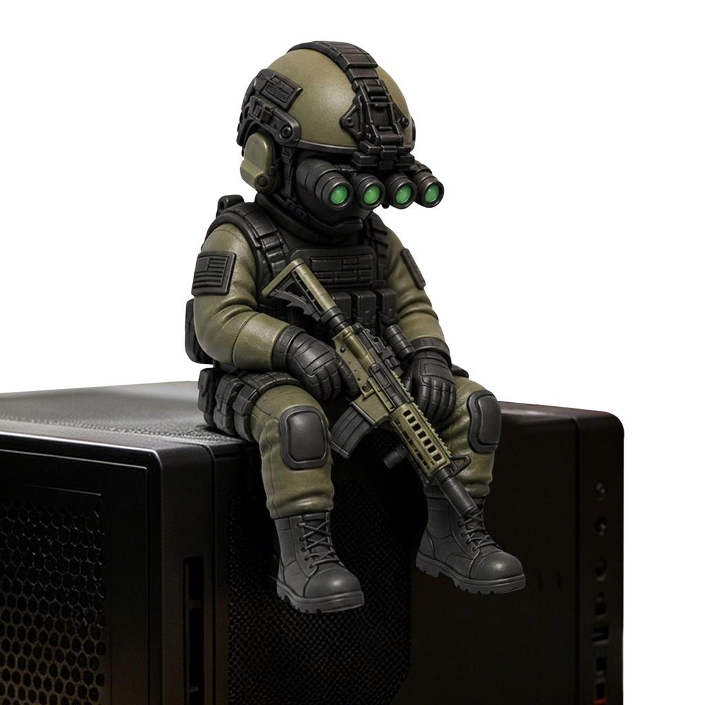 Tactical Sniper Mini Figurine Exquisite Craftsmanship Special Forces Statue for Household Adults Men Indoors Bedroom Use
